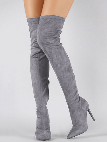 グレイバーニー ブーツ タイト ハイ ブーツオー スエード ポインテッドトゥ セクシーブーツ パーティー