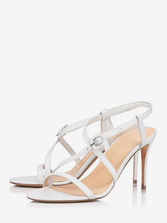 ブラックハイヒールサンダル レディース オープントゥ ストラップ パーティーシューズ