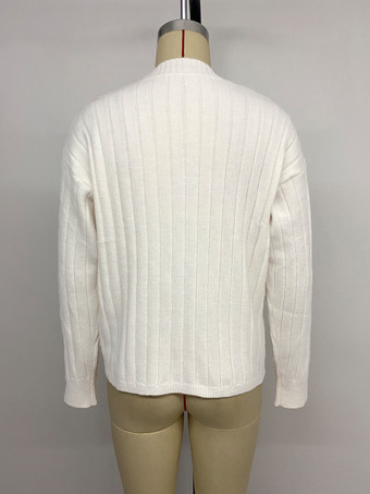 ハートボタンリブニットカーディガン ラウンドネック 長袖 トップス レディース 2025