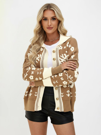 Cachi Cardigan vintage in maglia Fair Isle con motivo a contrasto di colore per donna 2026