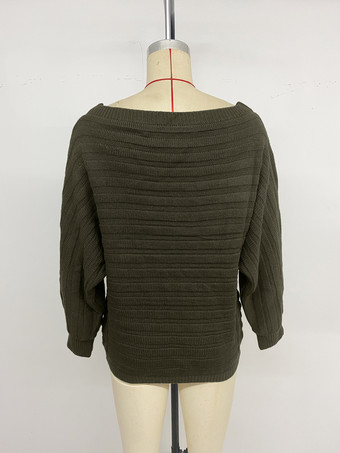 オフショルダー ルーズフィット 長袖 ニットセーター トップス レディース 2025