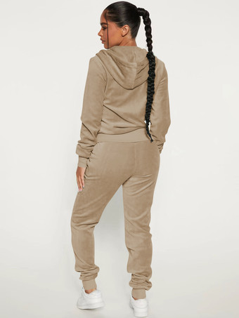 ベロア ジップアップ スリムフィット パーカー ジョガーセット レディース 2025