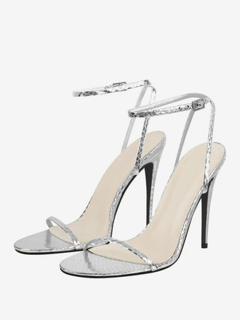 レディースヒールサンダル レッド オープントゥ クリスクロス スティレットヒール パーティーシューズ