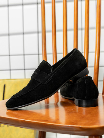 SchwarzWildleder-Penny-Loafer mit runder Zehenpartie Slipper zum Hineinschlüpfen elegante Schuhe für Herren