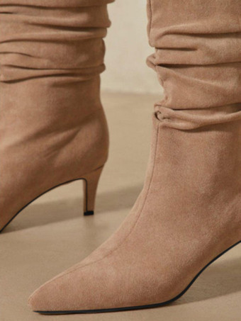 レディース スラウチー キトゥン ヒール ミッドカーフ ブーツ