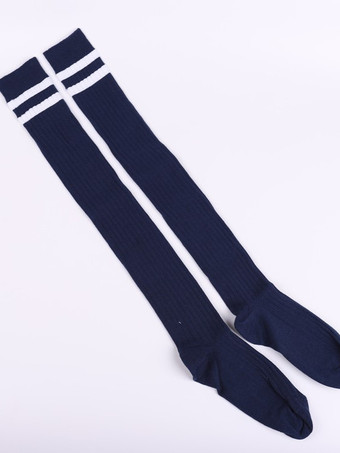 スウィートロリータストッキング2トーンストライプコットンニーハイソックス