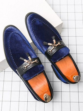 メンズ スエード タッセルローファー スリッポン スパイク モカシン シューズ ローヒール 快適 ペニーシューズ