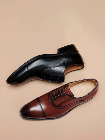 メンズドレスシューズ レザーポインテッドトゥフォーマルダービーシューズ オフィスやプロムに最適