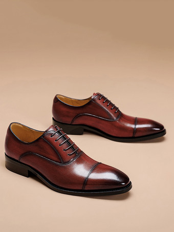 メンズドレスシューズ レザーポインテッドトゥフォーマルダービーシューズ オフィスやプロムに最適