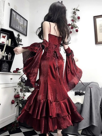 ハロウィン ゴシックロリータドレス リボン フリル 赤 赤
