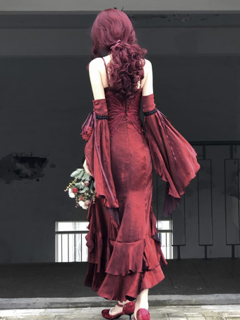 ハロウィン ゴシックロリータドレス リボン フリル 赤 赤