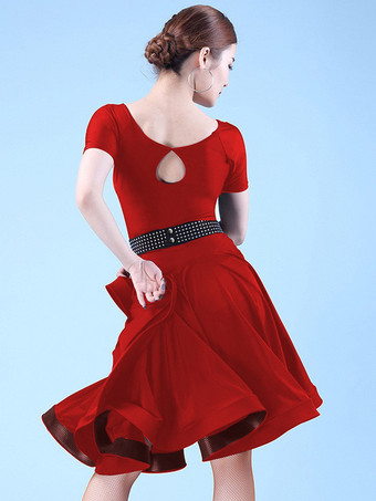 女性用ラテンダンスドレス ボリュームスカート ラテンパークパフォーマンスドレス