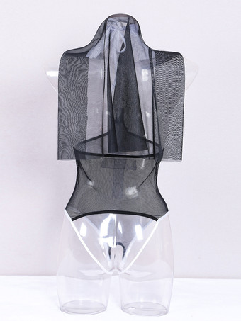 女性用セクシーな修道女コスチューム メッシュ透明ロールプレイセット