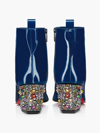 Botas Chelsea tobilleras para hombre Botas de vestir gruesas con tacón y punta cuadrada azul
