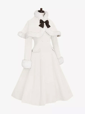 ホワイト ロリータコート甘いオリーブバタフライオーバーコートマント ロリータアウター