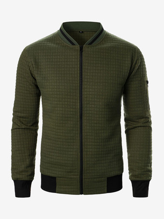 ハンターグリーン メンズ スウェットシャツ 無地 ジップアップ ジャケット スタンドカラー