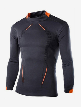 ダークグレー メンズ 夏 フィットネス トレーニング 通気性 速乾 スポーツウェア 長袖 Tシャツ