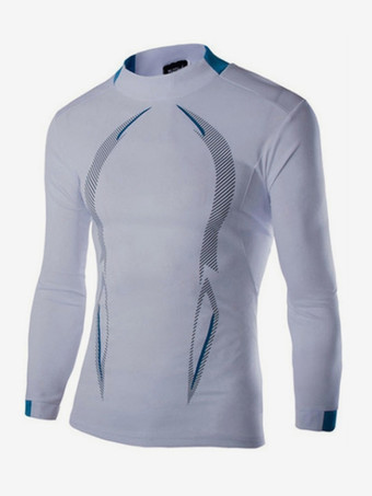 ホワイト メンズ 夏 フィットネス トレーニング 通気性 速乾 スポーツウェア 長袖 Tシャツ