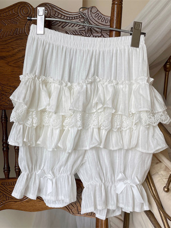 ピンクのロリータレイヤードフリルブルマーパンプキンショーツレース伸縮性ウエストロリータペティパンツ