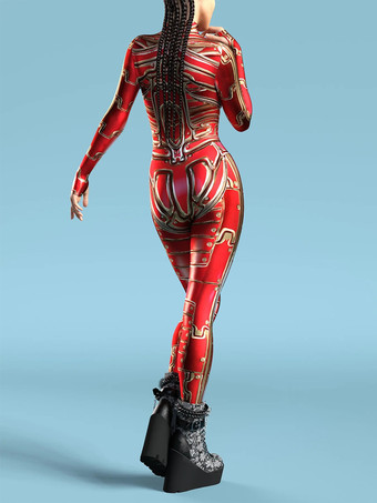 サイバーパンク ゼンタイ レディース ロボット 3Dプリント メタリック レディース ゼンタイ キャットスーツ