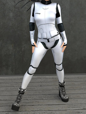 ホワイト サイバーパンク ゼンタイ レディース ロボット 3Dプリント メタリック レディース ゼンタイ キャットスーツ