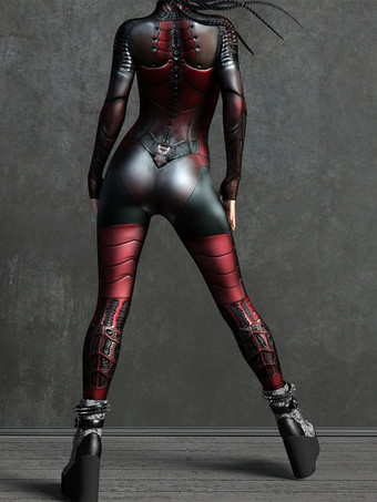 Sexy Damen-Jumpsuit Zentai mit Roboter-Print und Illusion-Tattoo-Design sexy Catsuit