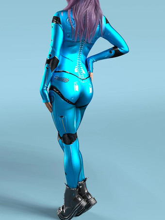 Sexy Damen-Jumpsuit Zentai mit Roboter-Print und Illusion-Tattoo-Design sexy Catsuit