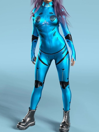 CyanSexy Damen-Jumpsuit Zentai mit Roboter-Print und Illusion-Tattoo-Design sexy Catsuit