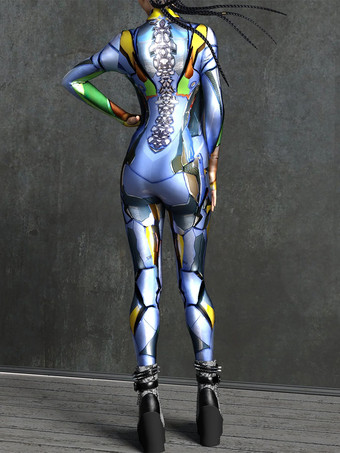 Sexy Damen-Jumpsuit Zentai mit Roboter-Print und Illusion-Tattoo-Design sexy Catsuit