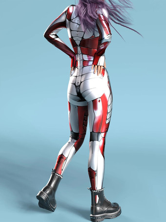Sexy Damen-Jumpsuit Zentai mit Roboter-Print und Illusion-Tattoo-Design sexy Catsuit