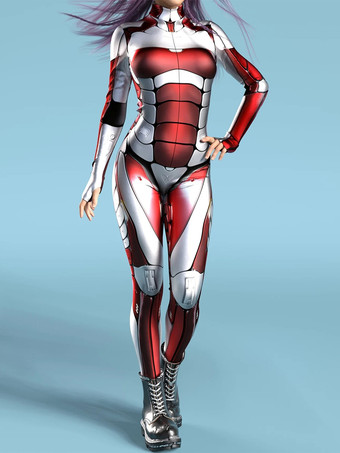 RotSexy Damen-Jumpsuit Zentai mit Roboter-Print und Illusion-Tattoo-Design sexy Catsuit