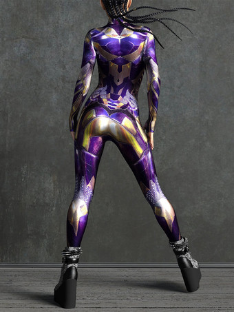 Sexy Damen-Jumpsuit Zentai mit Roboter-Print und Illusion-Tattoo-Design sexy Catsuit