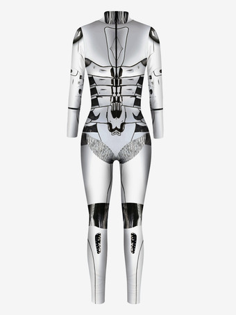 メンズ サイバーパンク ロボット イリュージョンプリント メタリック ヴェネツィア カーニバル スキンスーツ