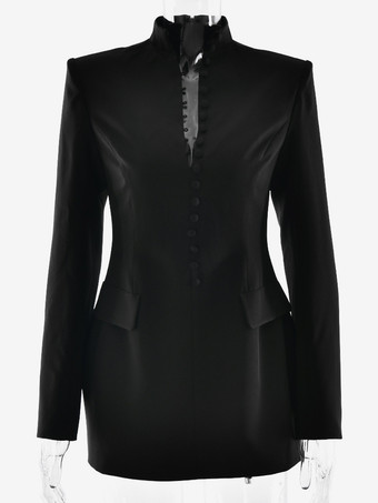 2026年レディース向け、モダンなボタンアップスリムブレザーミニドレス