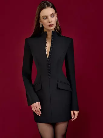 midi black dress with sleeves Women's Something to Behold Black Faux Leather Short Sleeve Belted Midi Dress | Size: S