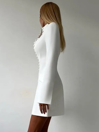 2026年レディース向け、モダンなボタンアップスリムブレザーミニドレス