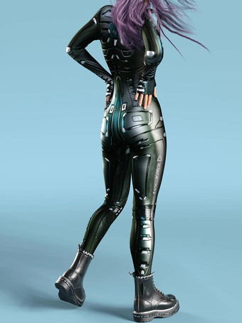 セクシーなレディースボディスーツ サイバーパンク 錯視ロボットプリント メタリック ゼンタイ コスチューム