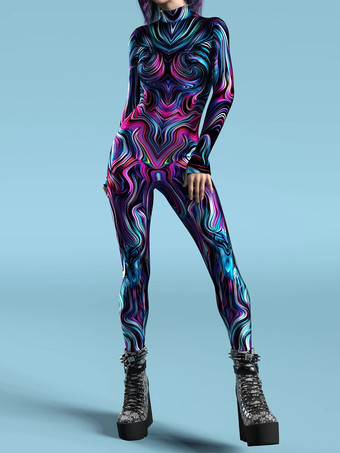 カラードセクシーなサイバーパンクレディースゼンタイ3D解剖学的ジャンプスーツヴェネツィアカーニバルスキンスーツ