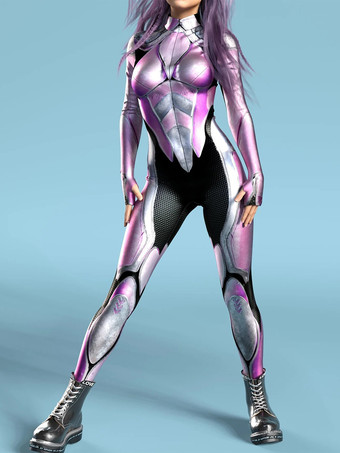 ローズレッドセクシーなサイバーパンクレディースゼンタイ3D解剖学的ジャンプスーツヴェネツィアカーニバルスキンスーツ