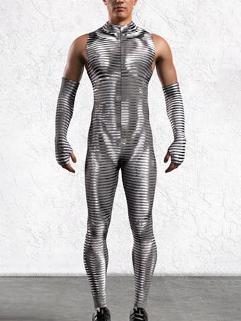 グレイメンズ サイバーパンク ボディスーツ 錯視プリント タトゥー ジャンプスーツ