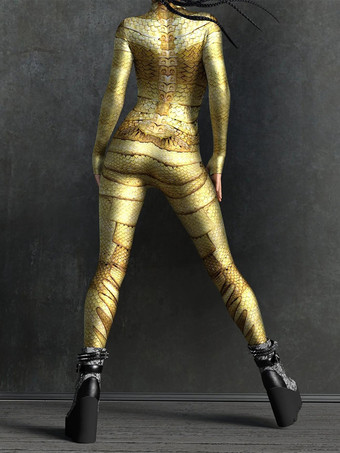 セクシーなサイバーパンクレディースゼンタイボディスーツメタリックロングスリーブ未来的エキソスーツキャットスーツ