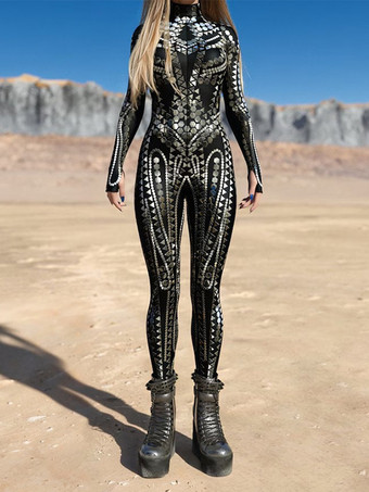 レディース サイバーパンク ゼンタイ ボディスーツ バーニングマン フューチャリスティック エクソスーツ 長袖 キャットスーツ