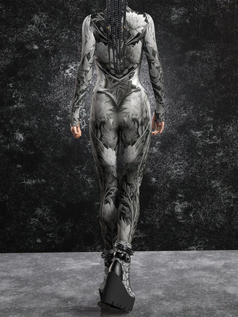 レディース サイバーパンク ゼンタイ ボディスーツ バーニングマン フューチャリスティック エクソスーツ 長袖 キャットスーツ