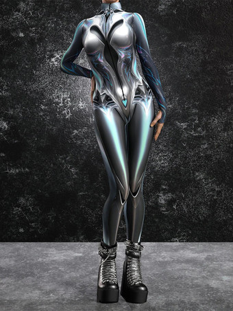 シアンレディース サイバーパンク ゼンタイ ボディスーツ バーニングマン フューチャリスティック エクソスーツ 長袖 キャットスーツ