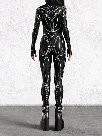 レディース サイバーパンク ゼンタイ ボディスーツ バーニングマン フューチャリスティック エクソスーツ 長袖 キャットスーツ