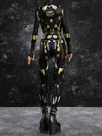 レディース ボディスーツ ゼンタイ サイバーパンク フューチャリスティック エクソスーツ 長袖 メタリック キャットスーツ ゼンタイ