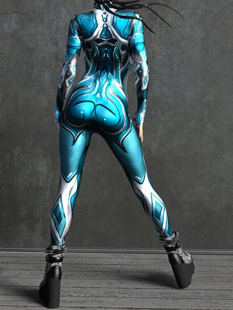 サイバーパンク レディース ゼンタイ 長袖 サイバネティック ソルジャー メタリック レディース キャットスーツ ゼンタイ