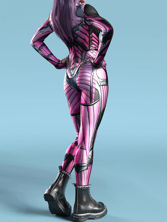サイバーパンク レディース ゼンタイ 長袖 サイバネティック ソルジャー メタリック レディース キャットスーツ ゼンタイ