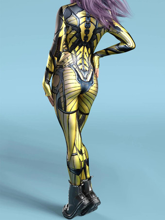 サイバーパンク レディース ゼンタイ 長袖 サイバネティック ソルジャー メタリック レディース キャットスーツ ゼンタイ