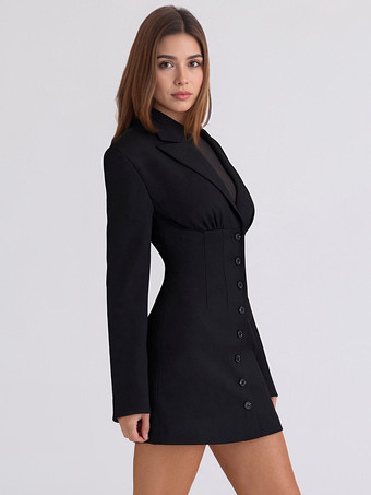 モダンなブレザー、パッド入りショルダー、ルーシュボディコンミニドレス（レディース）2026